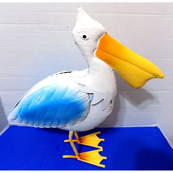 NEW Metal Pelican Sculpture Statue Figurine Coastal Nautical Decor - Picture 1 of 5